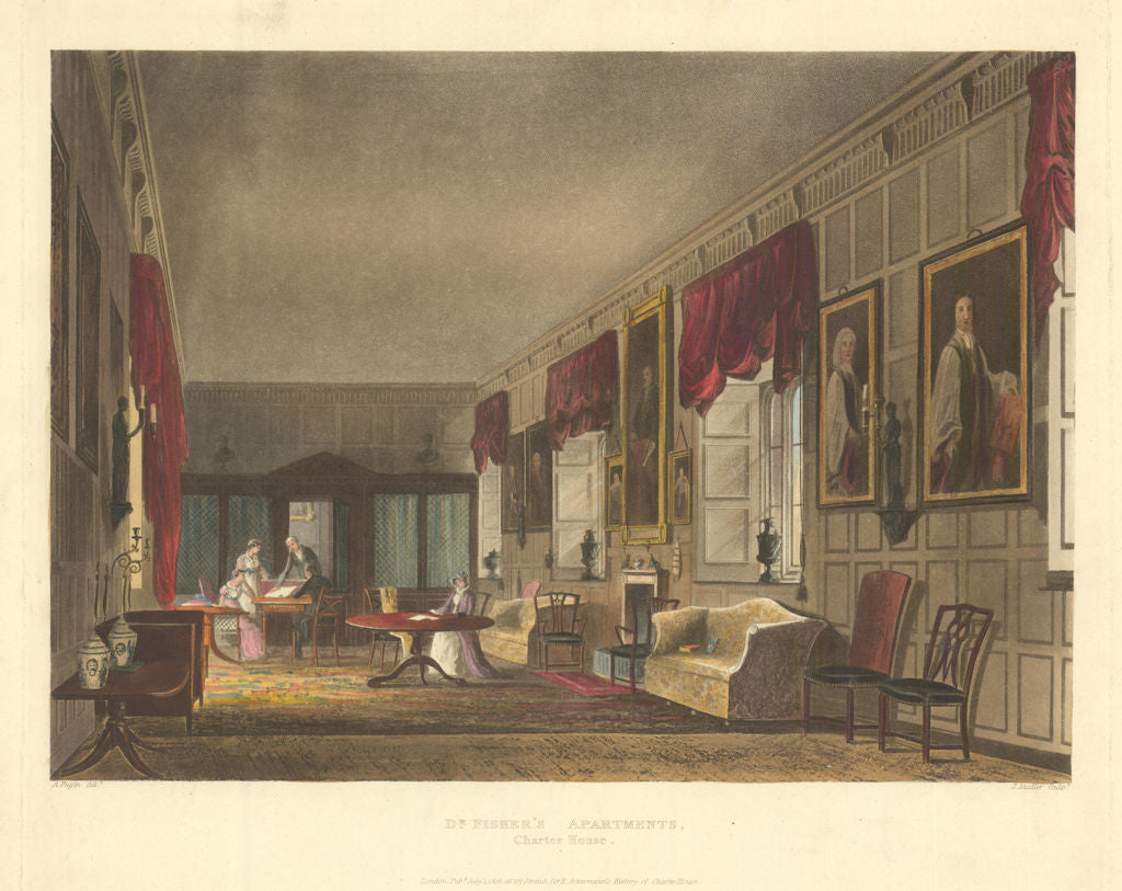 Dr. Fisher’s Apartments, Charter House. Charterhouse School. Ackermann 1816